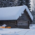 sauna in winter under the snow