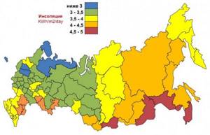 Карта инсоляции регионов России