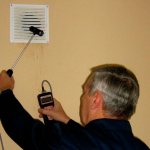 Checking chimney draft using special devices
